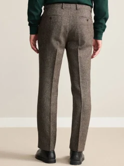 Brown Tailored Fit Signature Abraham Moon 100% British Wool Donegal Suit Trousers