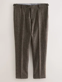 Brown Tailored Fit Signature Abraham Moon 100% British Wool Donegal Suit Trousers