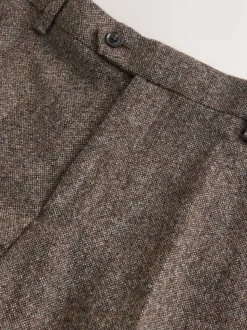 Brown Tailored Fit Signature Abraham Moon 100% British Wool Donegal Suit Trousers