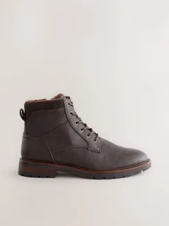 Brown Tall Borg Lined Zip-Up Boots
