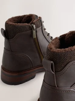 Brown Tall Borg Lined Zip-Up Boots