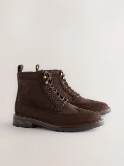 Brown Tall Brogue Boots