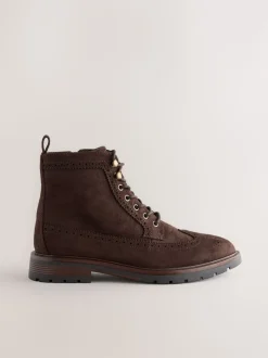 Brown Tall Brogue Boots