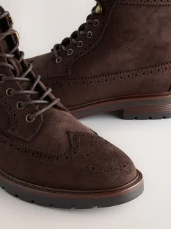 Brown Tall Brogue Boots