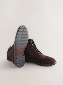 Brown Tall Brogue Boots