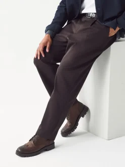 Brown Tall Chunky Lace-Up Brogue Boots