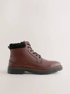 Brown Tall Leather Zip-Up Boots