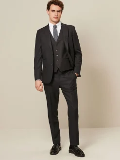 Brown Textured Wool Suit: Waistcoat