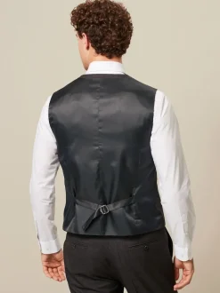 Brown Textured Wool Suit: Waistcoat