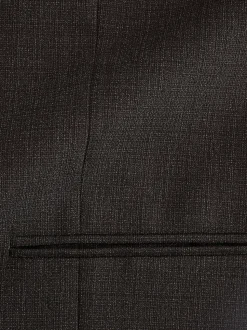 Brown Textured Wool Suit: Waistcoat