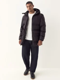 Brown ThermoGen Shower Resistant Rubbersied Puffer Coat