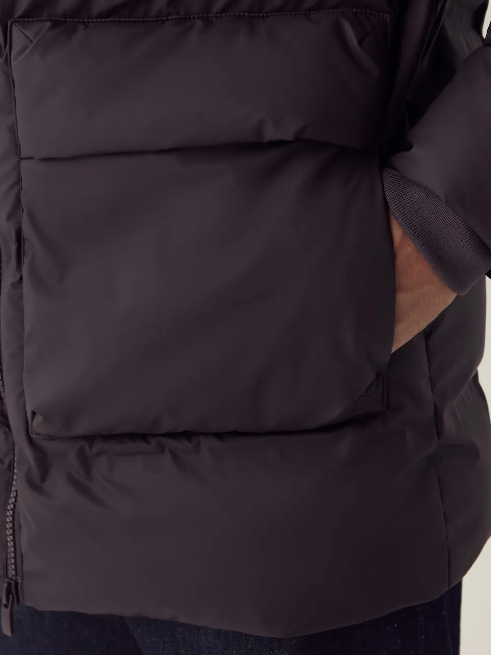 Brown ThermoGen Shower Resistant Rubbersied Puffer Coat