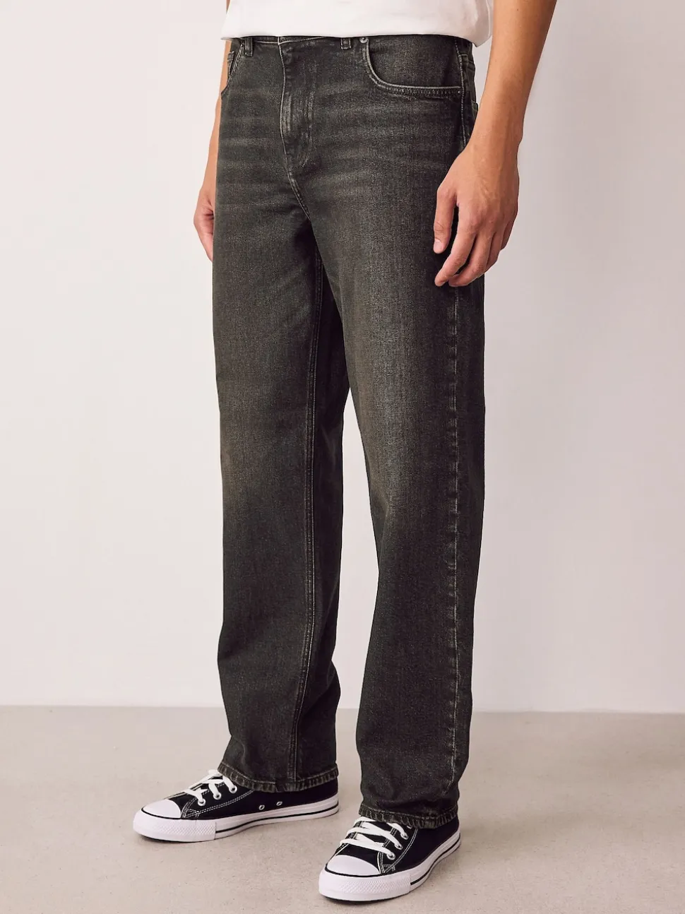 Brown Tint Straight Fit Vintage Wash Denim Jeans