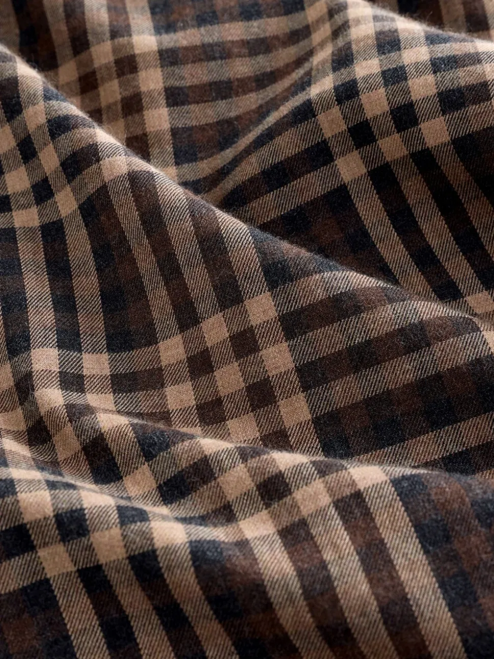 Brown Tonal Regular Fit Check Soft Touch 100% Cotton Smart Long Sleeve Shirt