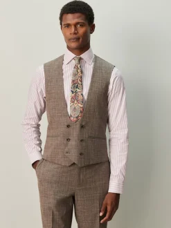 Brown Trimmed Check Suit Waistcoat