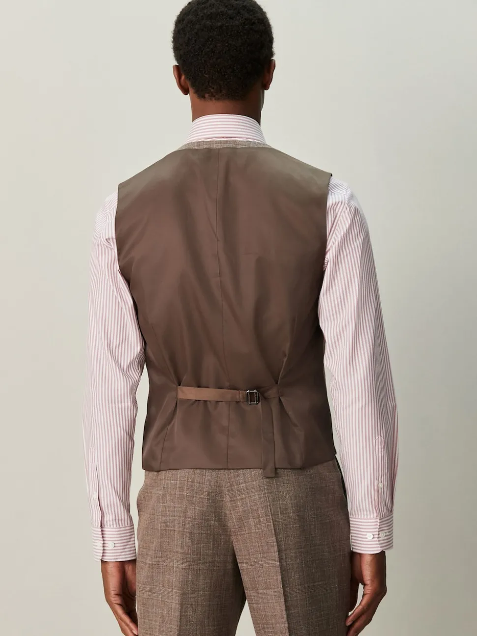 Brown Trimmed Check Suit Waistcoat