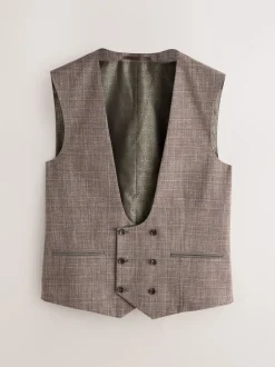 Brown Trimmed Check Suit Waistcoat