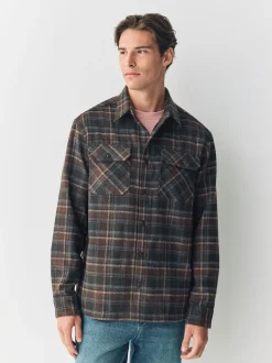 Brown Twin Pocket Long Sleeve Check Overshirt