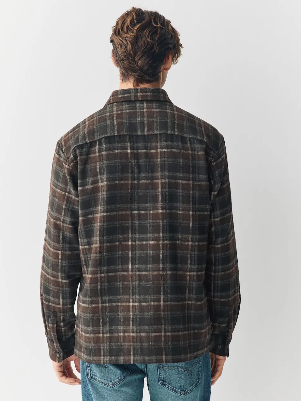 Brown Twin Pocket Long Sleeve Check Overshirt