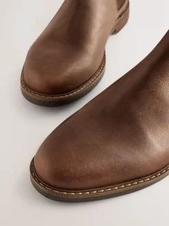 Brown Waxy Leather Chelsea Boots