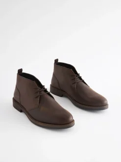 Brown Waxy Leather Chukka Boots