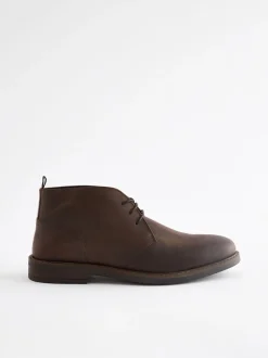 Brown Waxy Leather Chukka Boots