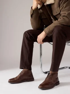 Brown Waxy Leather Chukka Boots