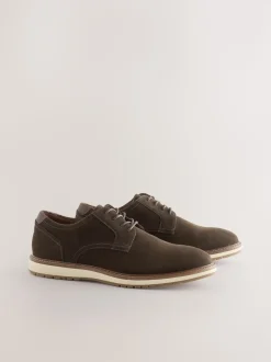 Brown Wedge Derby Shoes