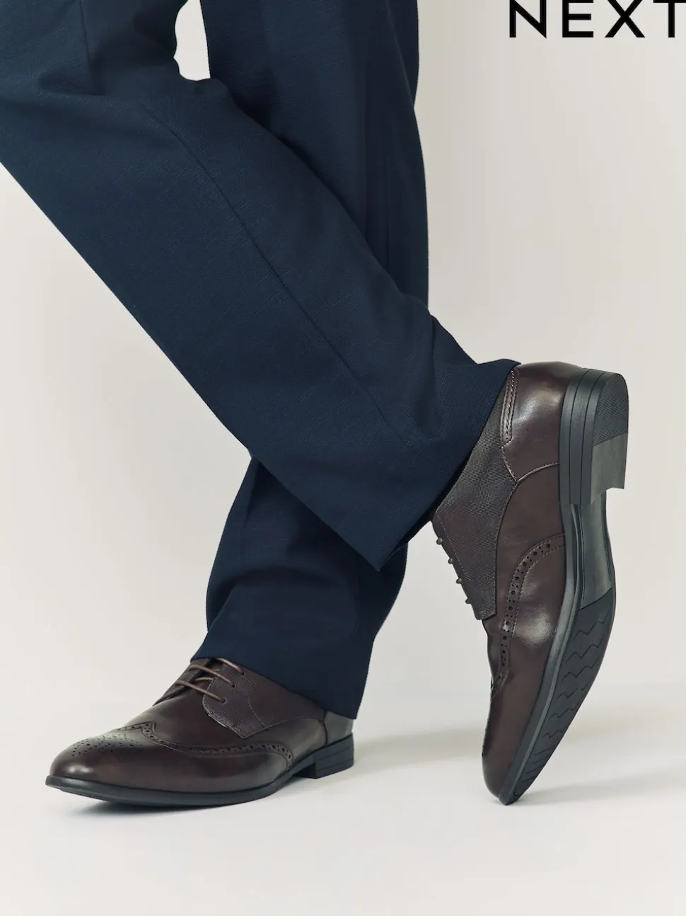 Brown Wide Fit Brogue Shoes
