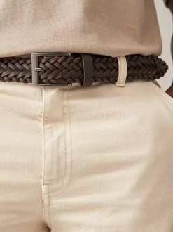 Brown Woven Leather Belt