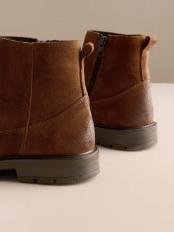 Brown Zip-Up Suede Chelsea Boots