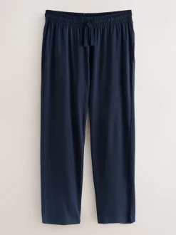 Brown/Navy Blue Long Sleeve Jersey Pyjamas Set