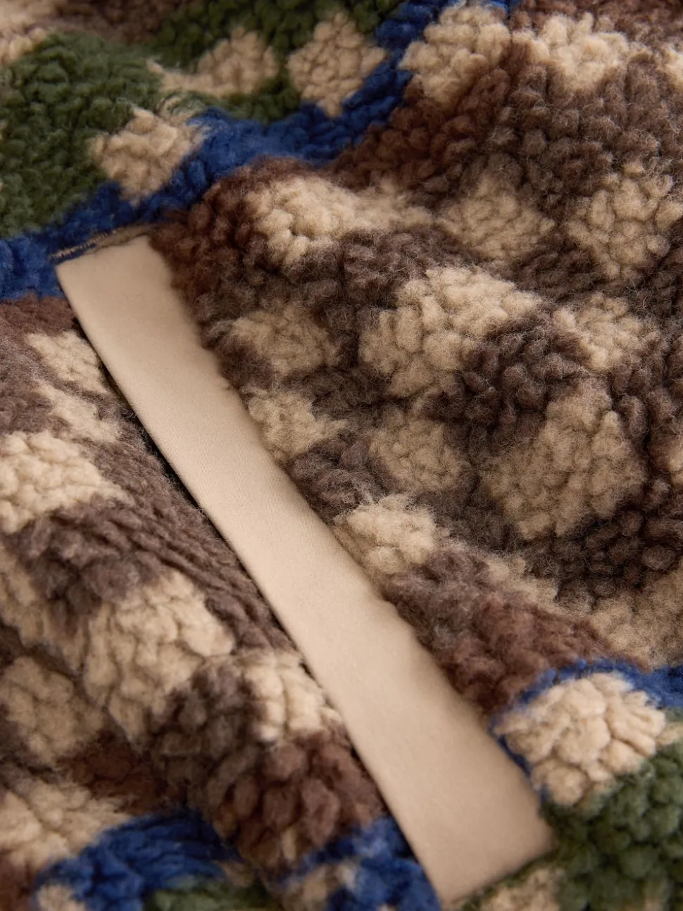 Brown/Tan Geometric Zip Through Printed Fleece