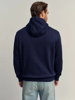 Burgandy Red/Navy Blue/Ecru White Overhead Hoodie Colour Blocking Sweatshirt