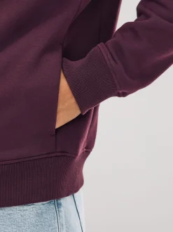 Burgundy Red Cotton Rich Heavyweight Jersey Full Zip Hoodie
