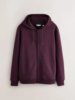 Burgundy Red Cotton Rich Heavyweight Jersey Full Zip Hoodie