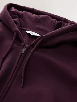 Burgundy Red Cotton Rich Heavyweight Jersey Full Zip Hoodie