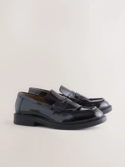 Burgundy Red Fringe Penny Loafers