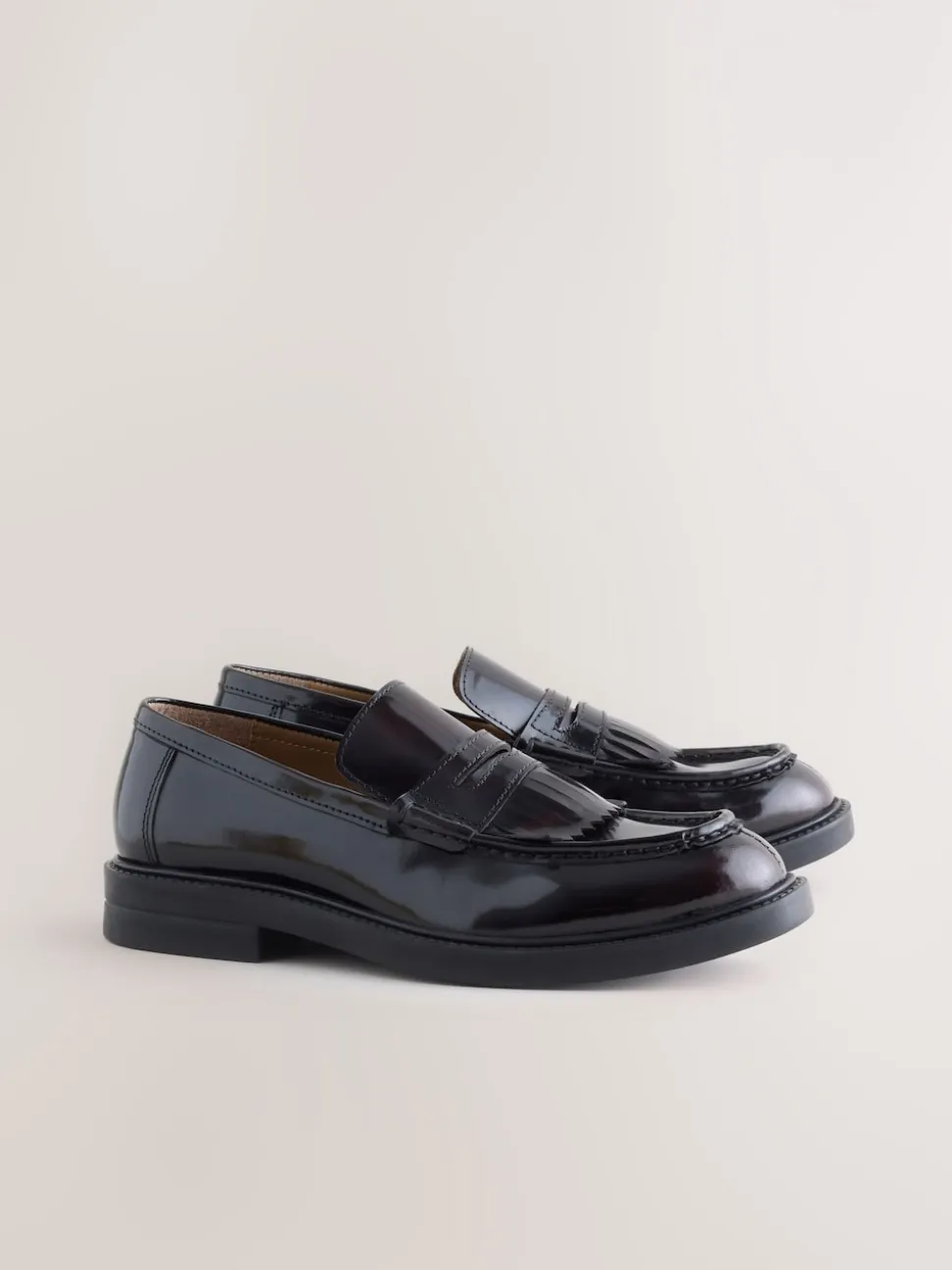 Burgundy Red Fringe Penny Loafers