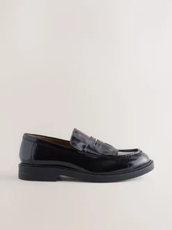 Burgundy Red Fringe Penny Loafers
