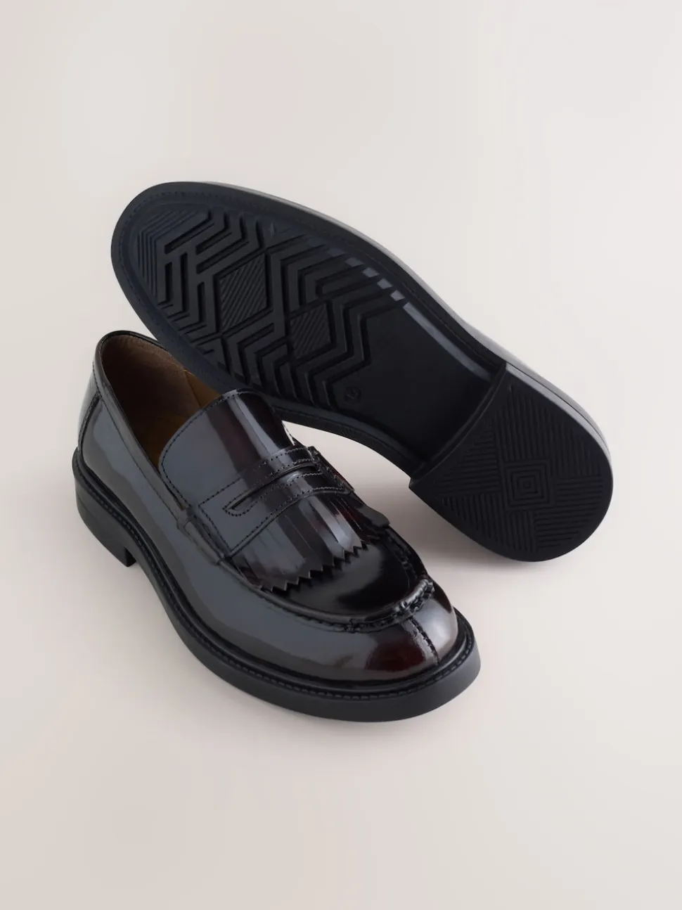 Burgundy Red Fringe Penny Loafers