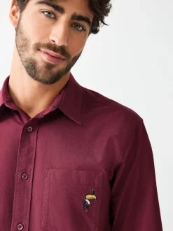 Burgundy Red Guinness Oxford Long Sleeve Shirt