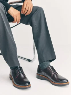Burgundy Red Heritage Derby Leather Shoes