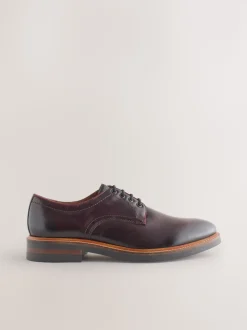 Burgundy Red Heritage Derby Leather Shoes