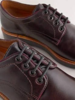 Burgundy Red Heritage Derby Leather Shoes