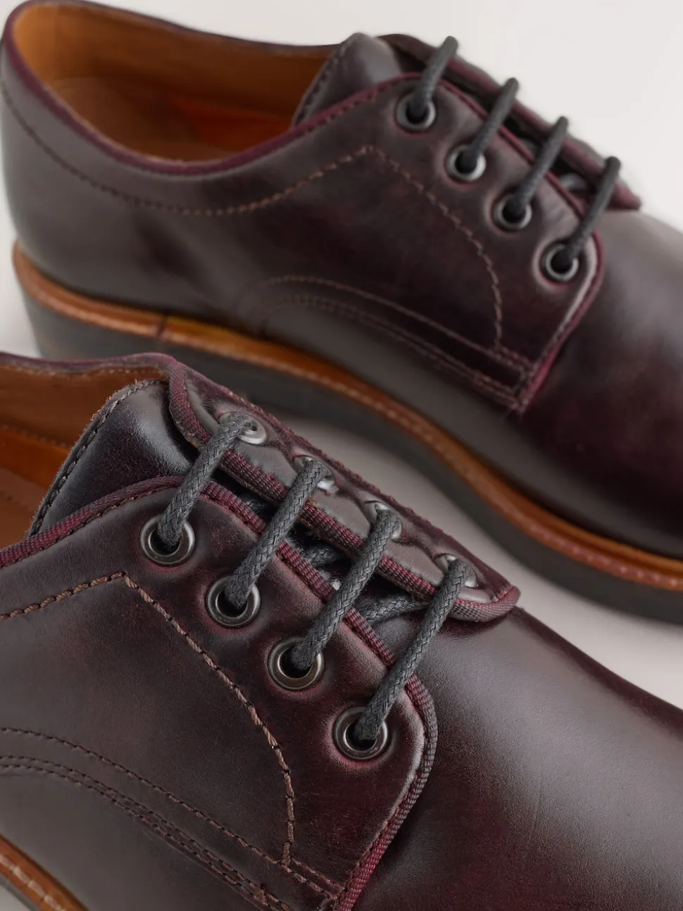 Burgundy Red Heritage Derby Leather Shoes