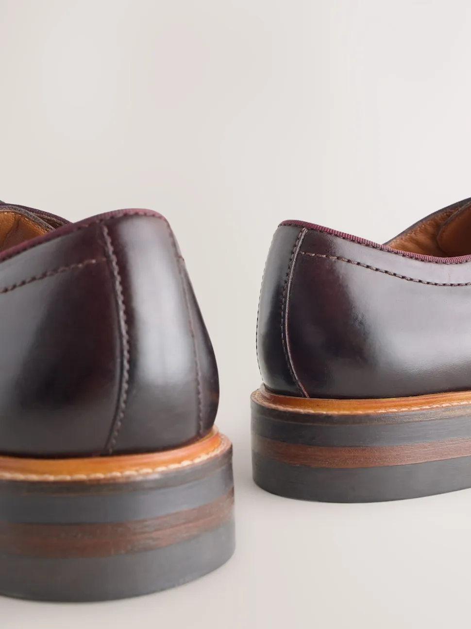 Burgundy Red Heritage Derby Leather Shoes