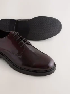 Burgundy Red Hi-Shine Leather Derby Shoes