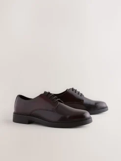 Burgundy Red Hi-Shine Leather Derby Shoes