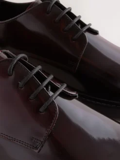 Burgundy Red Hi-Shine Leather Derby Shoes